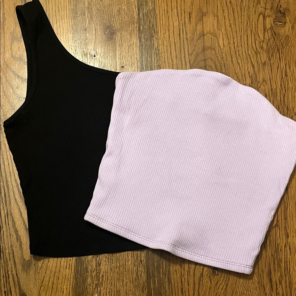 # 116 Garage Black and Lavender Tank Tops
